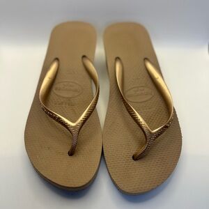 Havaianas Women's Bronze/Gold Wedge Flip Flop Sandals Size 6.5